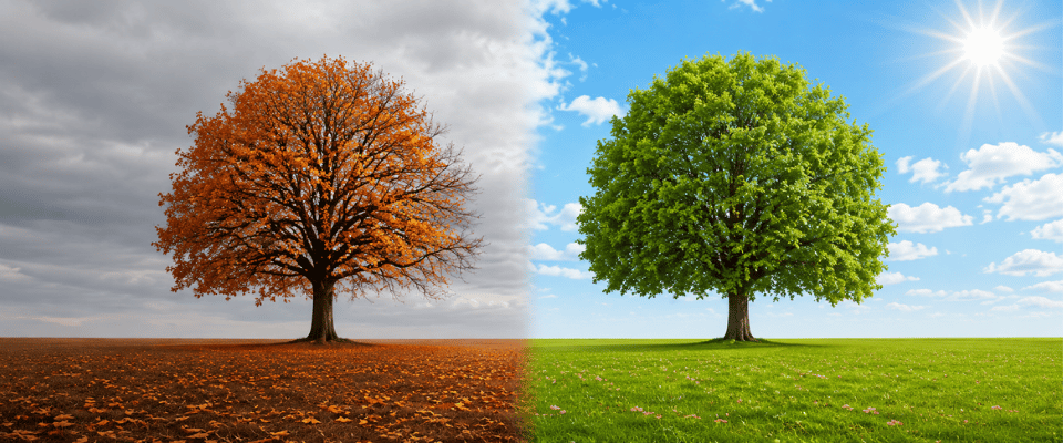 Seasonal tree climate contrast